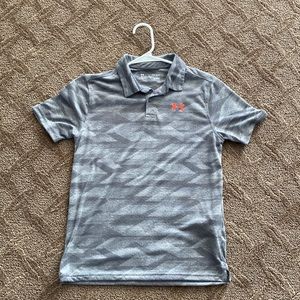 Youth large Under Armor boys short sleeve polo grey color